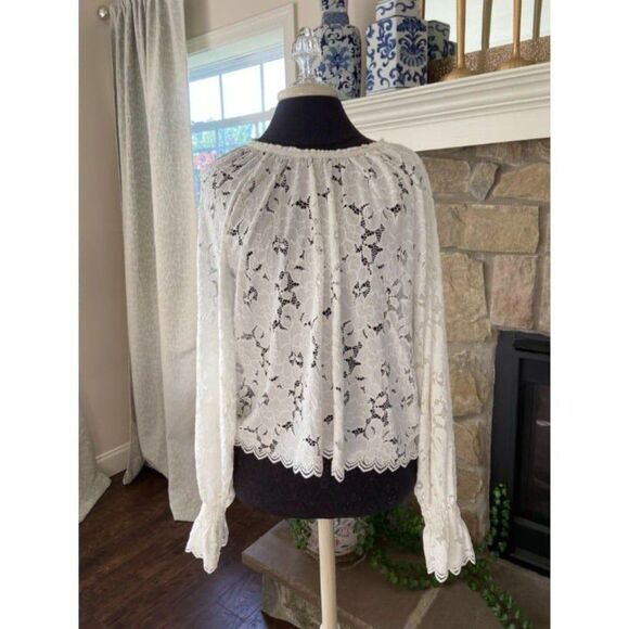 Free People Cream Lace Long Sleeve Shirt (NWT) SIZE MEDIUM - Picture 1 of 5